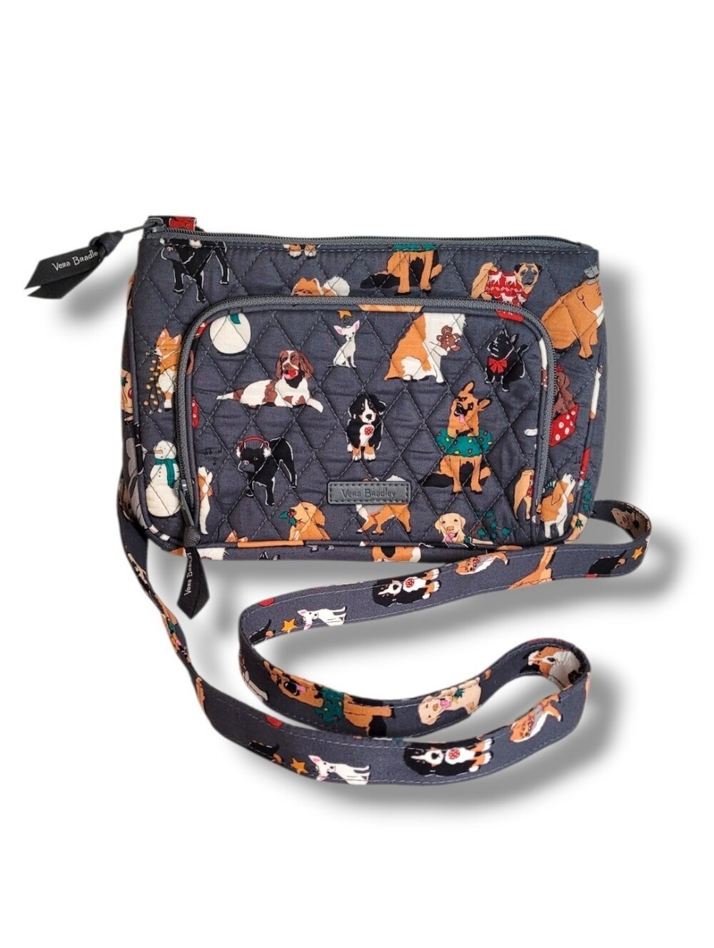 Vera Bradley Crossbody Hipster Bag • RFID Holiday Dogs NEW